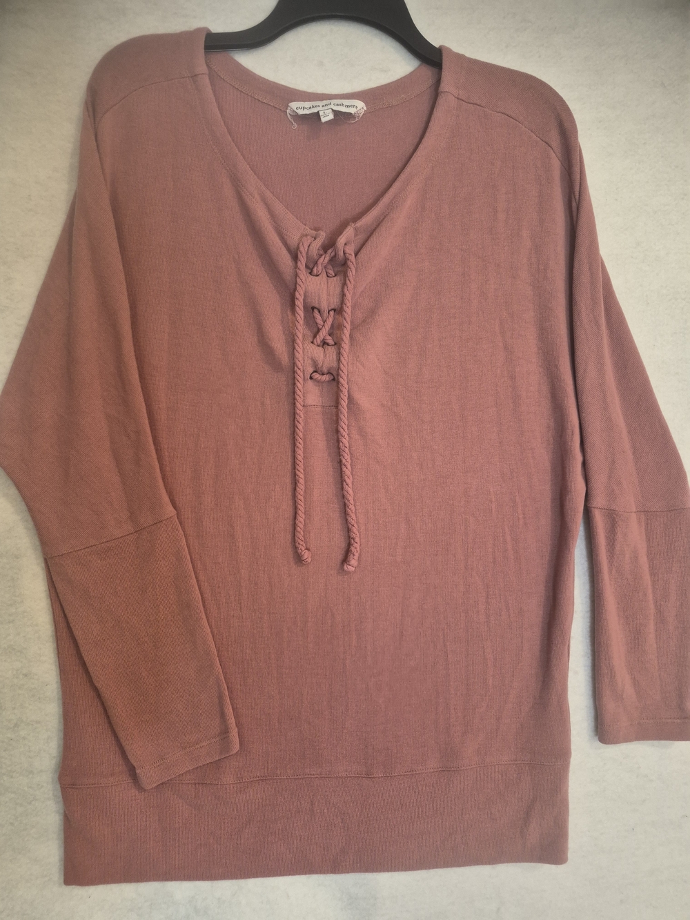 Eileen Fisher Lace-Up Long Sleeve Top - Dusty Rose